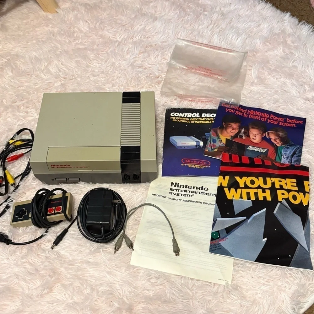 Nintendo Entertainment System Console W/ Controller & Cords Poster NES Vintage